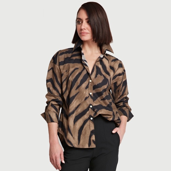 Hinson Wu Women’s Larissa Long Sleeve Abstract Zebra Shirt Size Medium Oversized - Picture 12 of 12